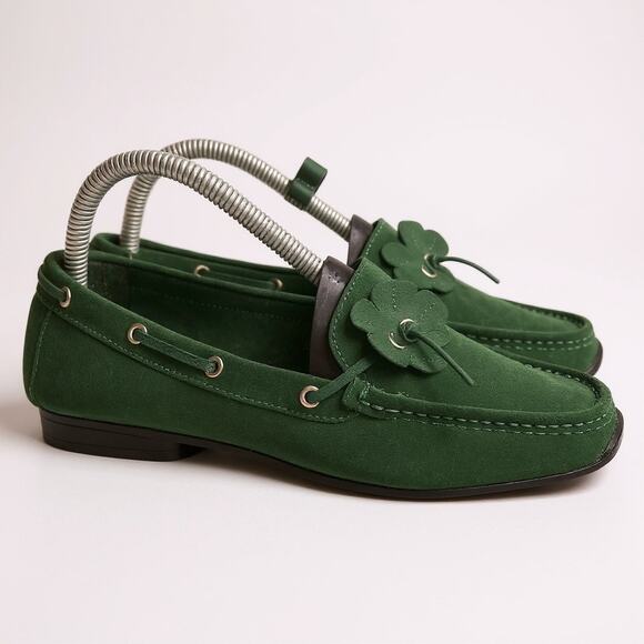 Sam & Libby Preppy Green Suede Casual Moccasins  Loafers 8 - Picture 1 of 14